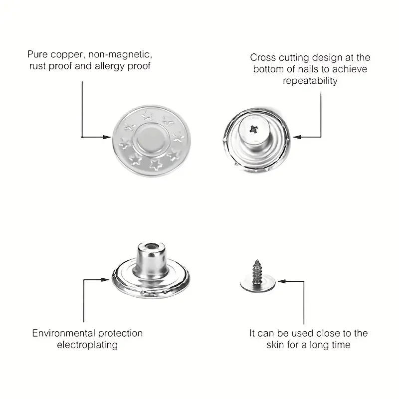 Description Picture 6 of itemVintage Metal Buttons for Jeans, Shrink Waist Size, Easy to Install, Detachable and Reusable, Denim Jacket Decoration, 10 PCs