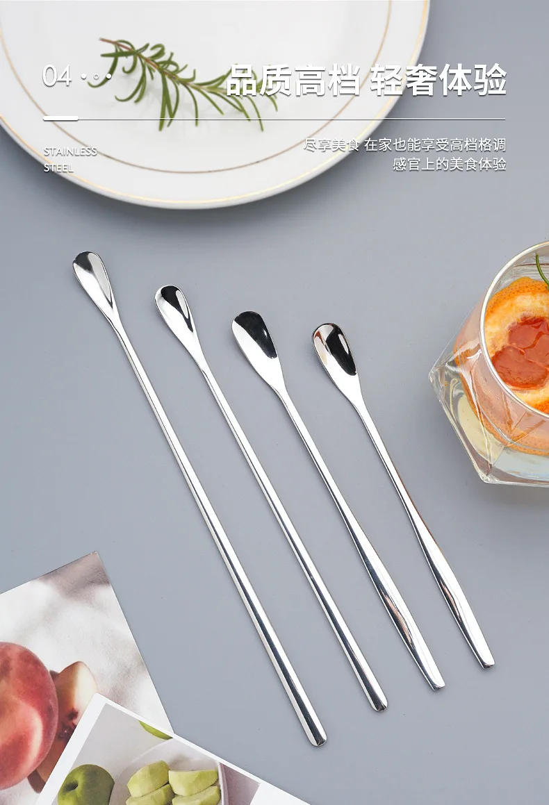 Description Picture 6 of itemJapanese Style Long Handle Mixing Spoon 304 Stainless Steel Coffee Scoop Honey Ice Cream Scoop Bar Bartender Seasoning Ladle