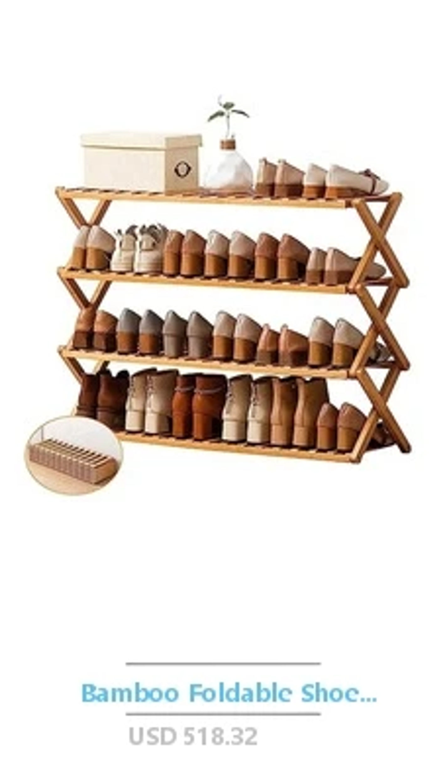 Description Picture 5 of itemLarge Detachable 72-Pairs Shoe Storage Organizer Cabinet with Stylish Door Panel DIY Plastic Shoe Rack Shelves Living Room and