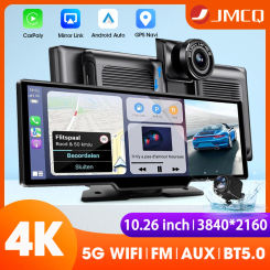 10.26 inch 4K Dash cam Wireless Carplay Android Auto Dashboard Car DVR Video Player Car Monitor Multimedia GPS Rearview Camera