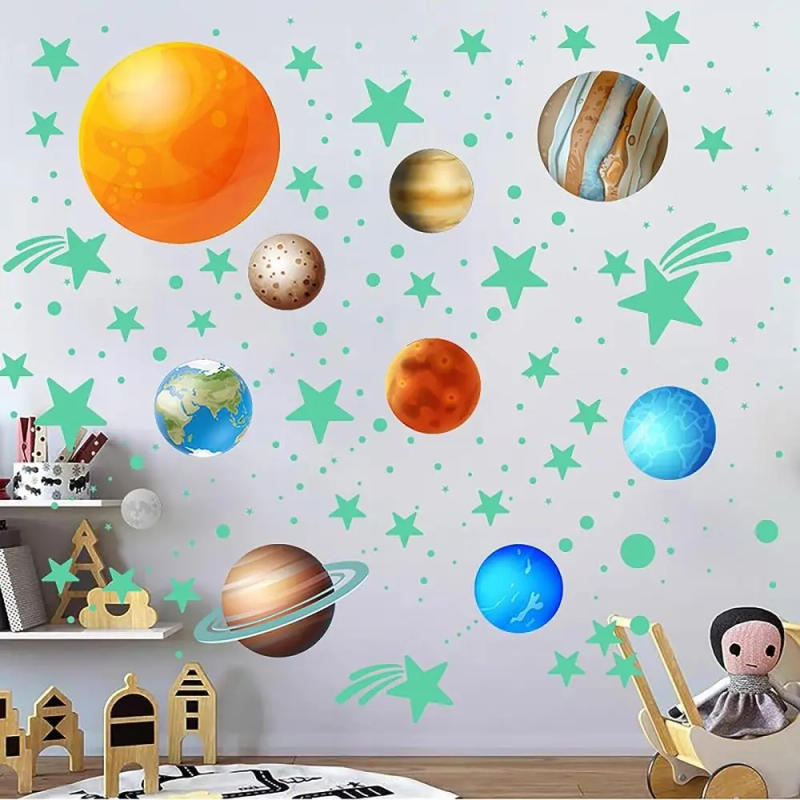 Description Picture 2 of itemPVC Stars Wall Stickers DIY Glow in The Dark Luminous Planet Wall Decals Fluorescent Star Stickers Home Decoration