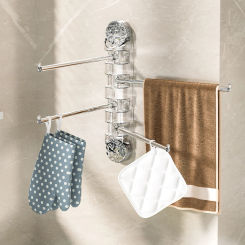 Suction Cup Towel Rack Internet Celebrity Punch-free Wall-mounted Rotating Rack Toilet Towel Bar Multi-pole Multi-function Rack