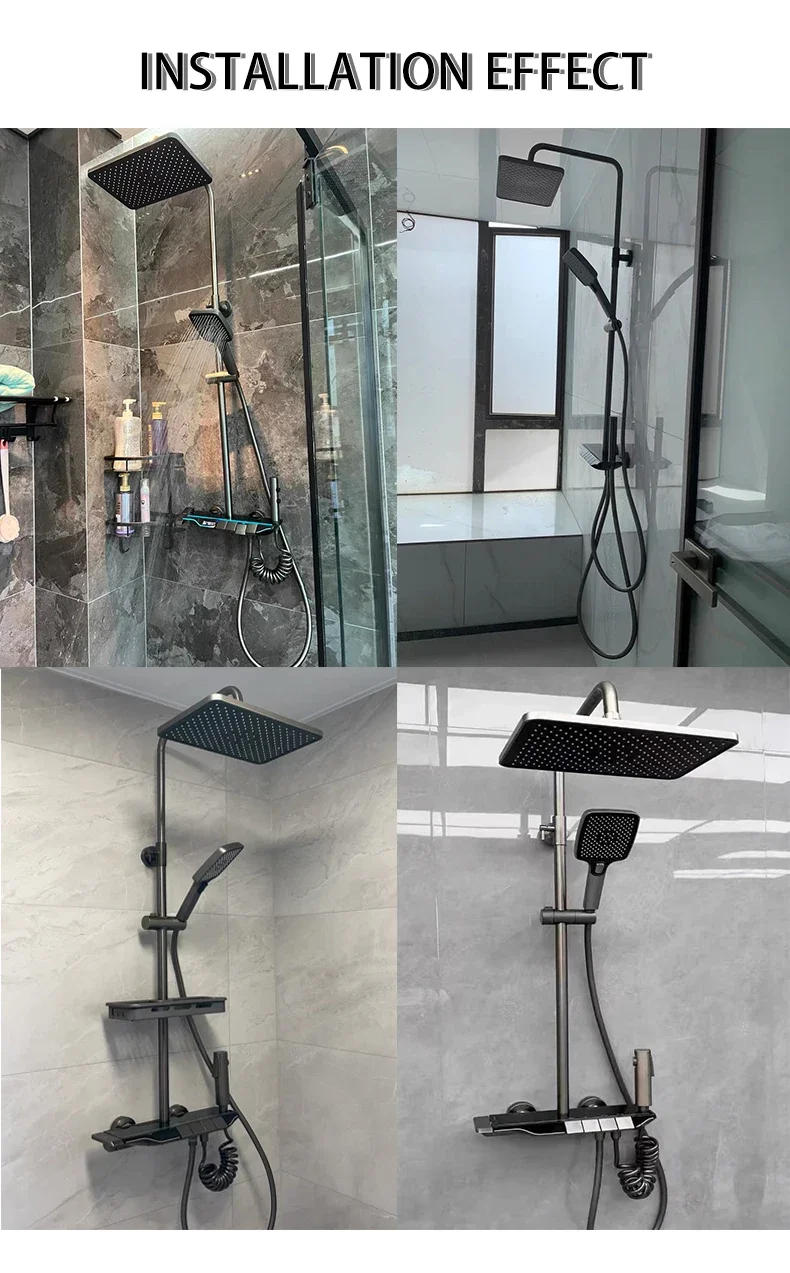 Description Picture 2 of itemSmart Shower System Thermostat  Head For Bathroom Brass Household Digital Display  Set Wall Mount Rainfall shower