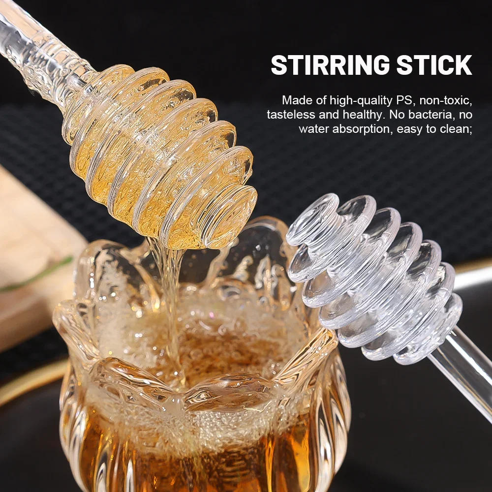 Description Picture 6 of itemHigh Quality Honey Stir Bar Long Handle Jar Spoon Practical Plastic Dipper Honey Milk Tea Long Stick Supplies Honey Kitchen Tool