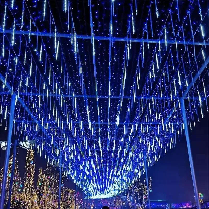 Description Picture 2 of itemChristmas Decor 32/24/16/8Tube LED Meteor Shower Fairy String Garland Curtain Lights Outdoor Wedding Street Garden Decor Navidad