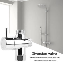 Diversion Valve Tap Chrome Shower Arm Splitter Anti-scratch 3-Way Shower Arm Diverter Corrosion Resistant Bathroom Accessories