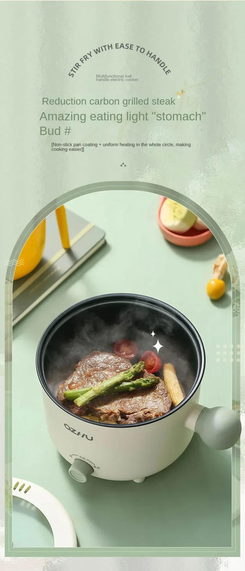 Description Picture 6 of itemElectric Multi Cooker Portable Rice Cookers Hotpot Saucepan Stew Heating Pan Ramen Noodles Pot for Home and Kitchen Appliance