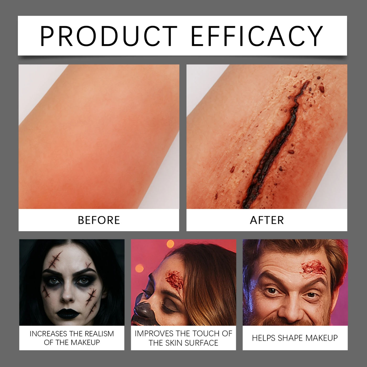 Description Picture 5 of itemRealistic Face Body Paint Oil Stage Special Effects Halloween Wound Scar Wax Tools Washable Special Effects Makeup Kit