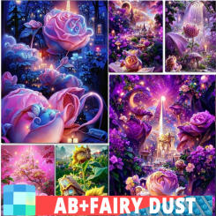 AB Fairy Dust 5d Diy Diamond Painting New Flower Dream Landscape Picture Full Diamond Embroidery Rose Castle Mosaic Cross Stitch