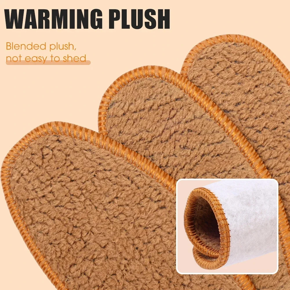 Description Picture 6 of item2/4pcs Winter Alpaca Wool Insoles Soft Plush Warm Thicken Foot Thermal Insert Unisex Breathable for Snow Boot Shoe Heat Paddings