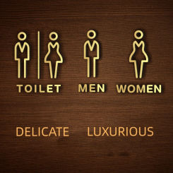 Nordic Silver Matte Toilet Sign Plate Acrylic 3D Wash Room Door Wall Label Sticker Wc Bathroom Signage Board Art Shop Home Decor