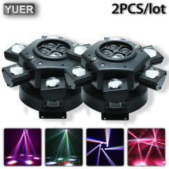 2Pcs/lot YUER LED 10X10W RGBW 6 Head Moving Head Light Light RG Laser Strobe Light Beam Light Rotating Club Bar DMX Dj Disco
