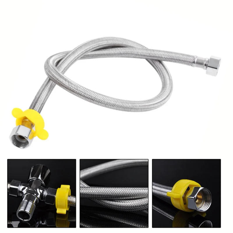 Description Picture 3 of itemInlet Hose Hose Metal Hose For Faucet Shower Nozzle 1/2 Inch Explosion-proof Nylon Silver Stainless Steel For Kitchen