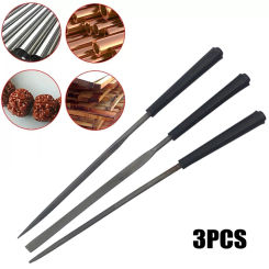 3pcs Needle File Set Flat Triangle Round File For Polishing Metal Stone Glass Ceramic Wood Carving Craft Files Hand Tool