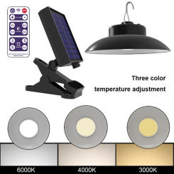 Solar Powered Patio Umbrella Light USB Charging Clip-On Umbrella Lamp IP65 Waterproof Power Display for Beach Camping Tent Party