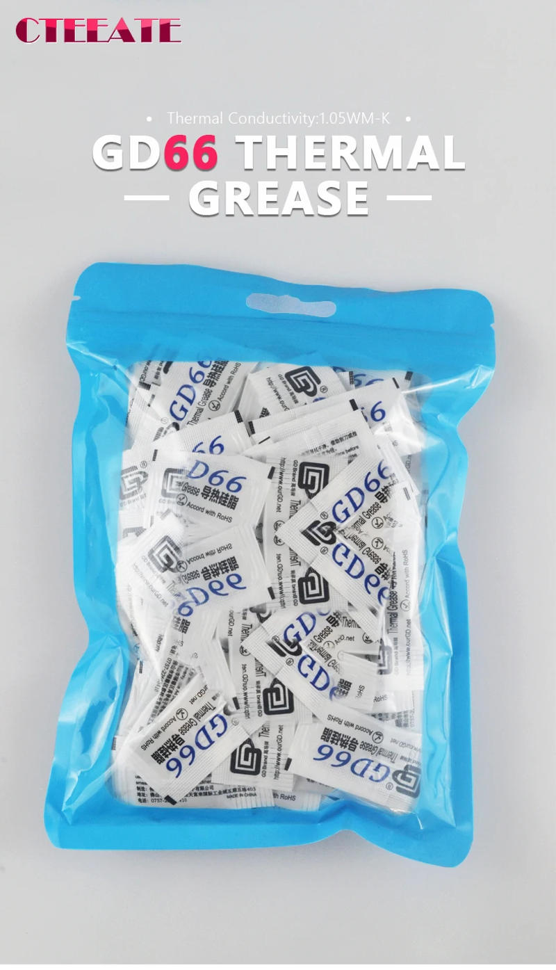 Description Picture 2 of itemThermal Paste Gray GD66 1000pcs LED Lamp Cooling Accessories CPU Processor Radiator Thermal Paste Compound VGA Heat Dissipation