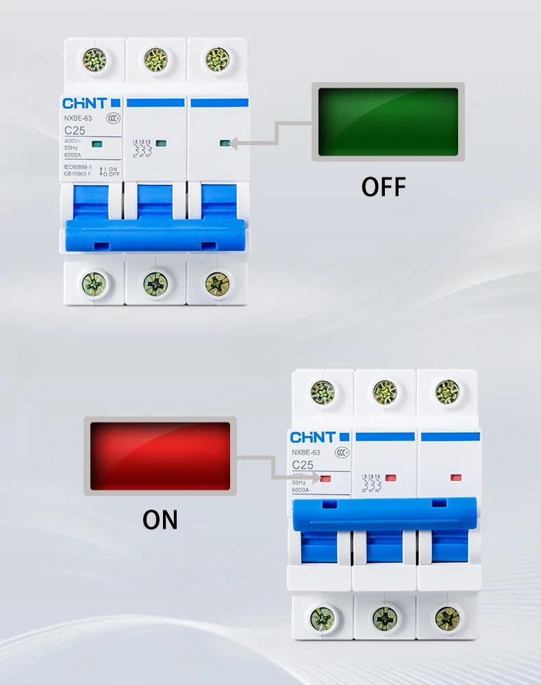 Description Picture 6 of itemCHINT NXB-63 1P AC 230/400V Miniature Circuit Breaker C 6A 10A 16A 20A 25A 32A 40 63A 80 100 125 Overload Protector  DZ47 TYPE C