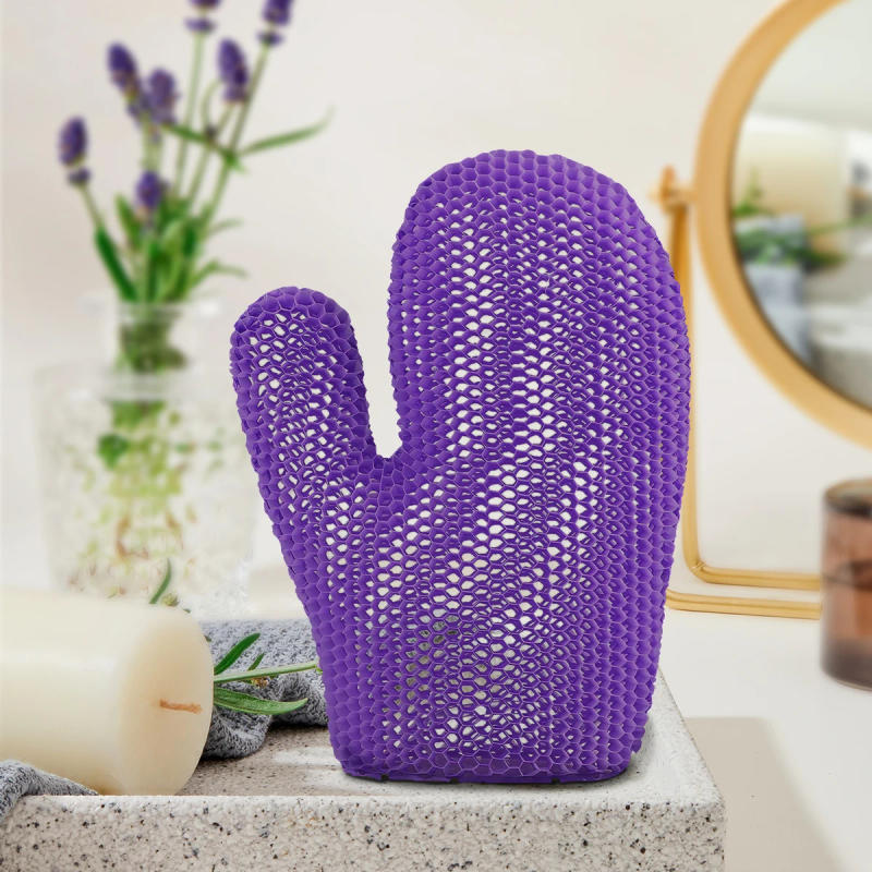 Description Picture 4 of itemPack of 2 Eco-Friendly Antibacterial TPU Bath Gloves, Honeycomb Weave, Multi-coloured, Highly Elastic, Breathable and Odourless.