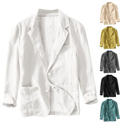 2024 Spring Autumn New Casual Linen and Cotton Safari Suits for Men Clothing Solid Color Blazers Men Jackets Oversize Coat Male