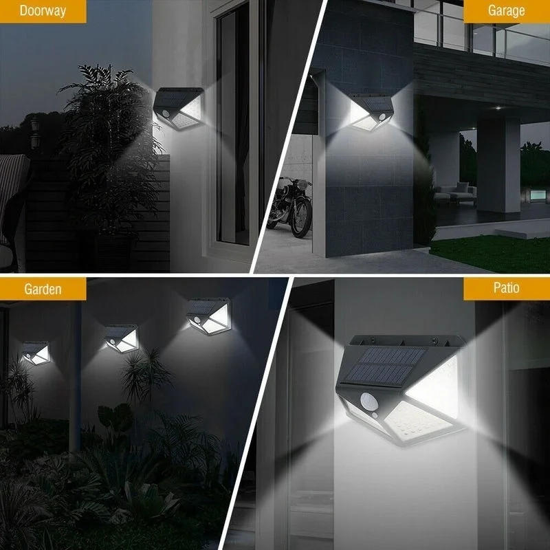 Description Picture 2 of item2/4/6/8/12Pcs 100 LED Solar Wall Light Outdoor Solar Lamp PIR Motion Sensor Solar Powered Sunlight Street Light for Garden Light