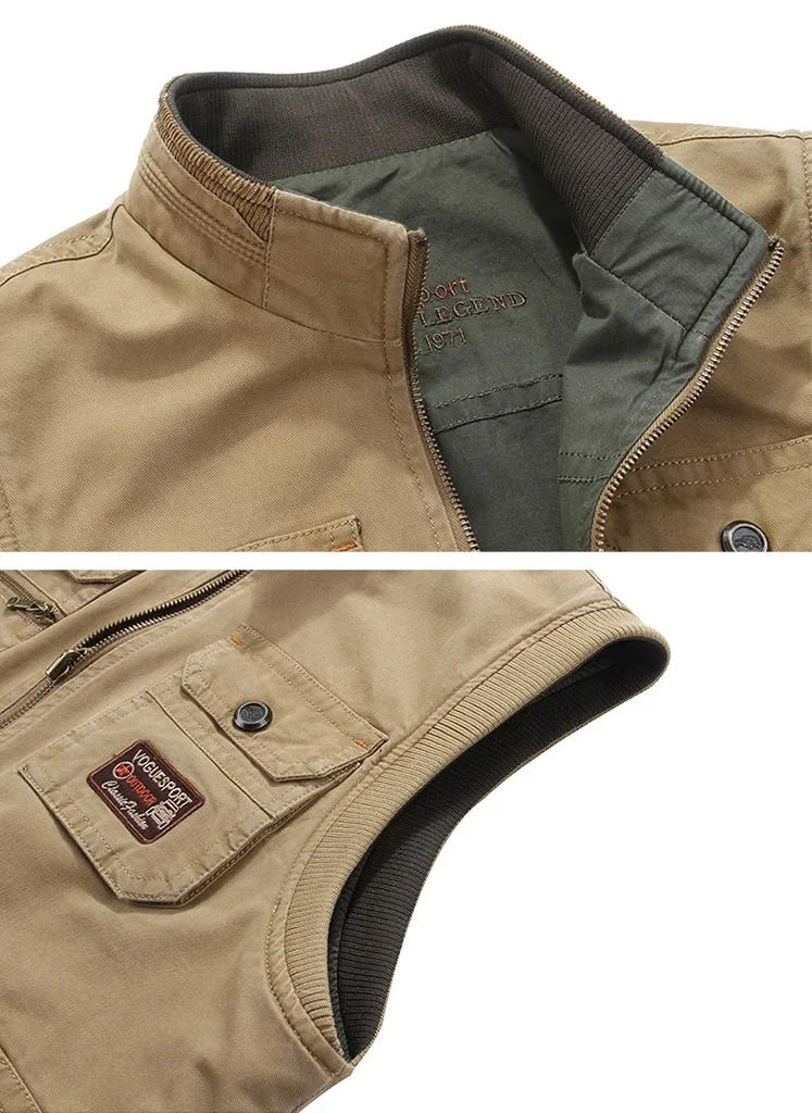 Description Picture 3 of itemAutumn Mens Vests Sleeveless Tactical Photographer Jacket Cotton Casual Multi Pocket Vest Male Waistcoat Coat Plus Big Size 8XL