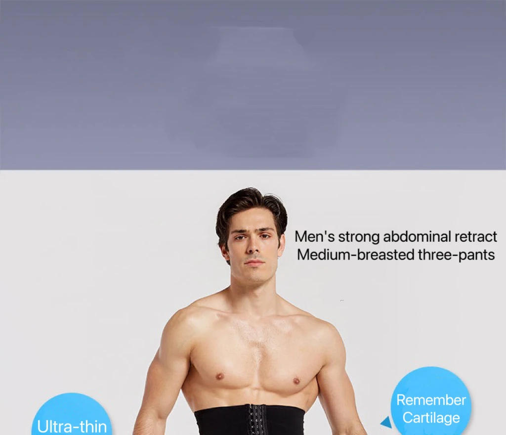 Description Picture 2 of item1pcs Men Body Shaper Pant High waist girdling Panties Three Row Buckle Shapewear Underwear Tummy Slimming Panties Waist Trainer