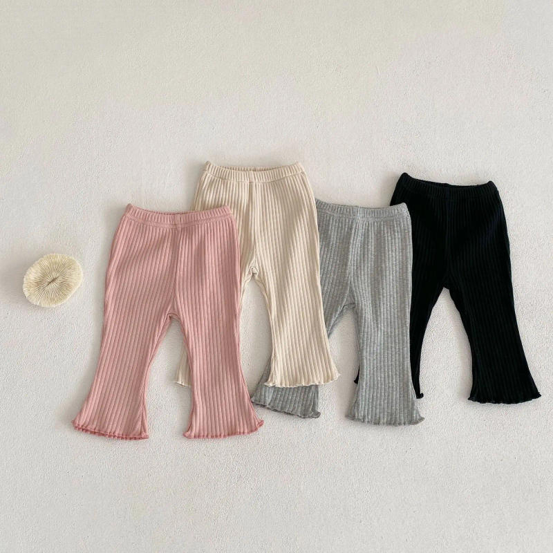 Description Picture 2 of item2025 Spring New Baby Clothes Toddler Flare Pants Solid Infant Girls Trousers Kids Leggings Newborn Clothing