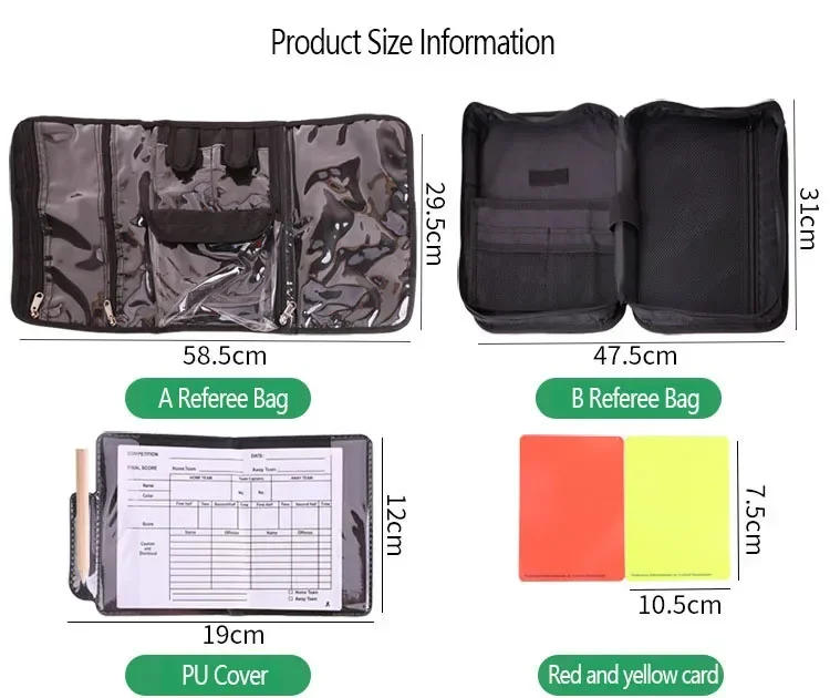 Description Picture 3 of itemProfessional Football Referee Bag With Whistle Red Yellow Cards Pick Edge Coin Barometer Soccer Wallet Set Kit Referee Equipment