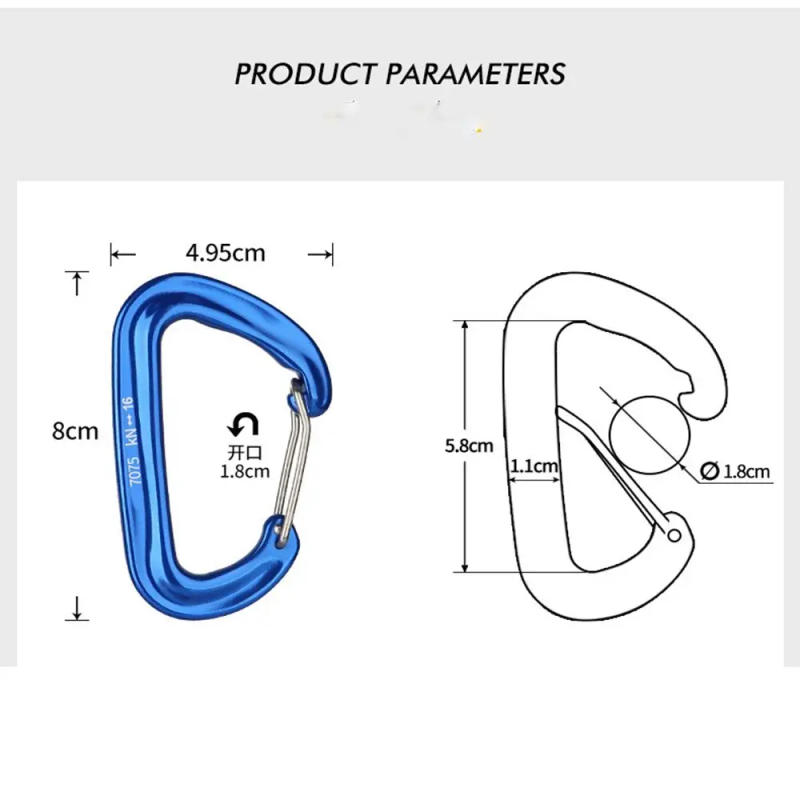 Description Picture 2 of itemProfessional Carabiner D Shape Mountaineering Buckle Hook 16KN Safety Buckle Climbing Lock Outdoor Climbing Equipment Accessory