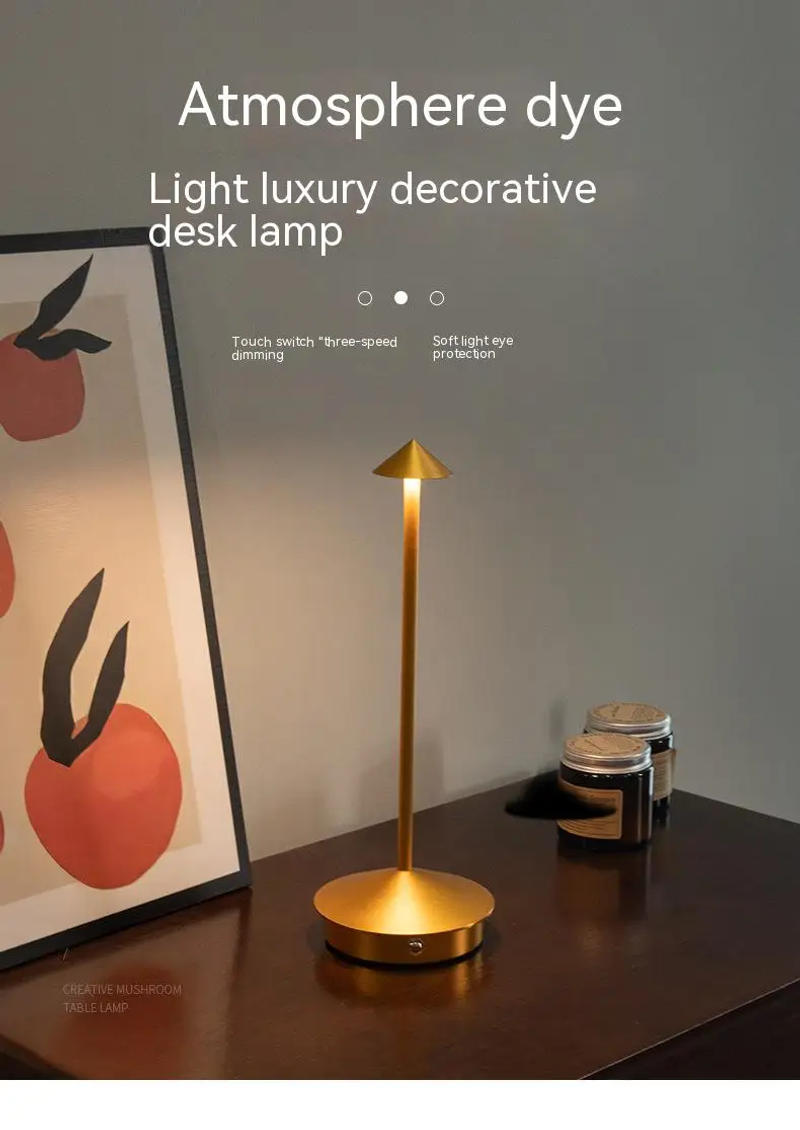Description Picture 2 of itemRechargeable Table Lamp Creative Dining Touch Led Hotel Bar Coffee Pina Pro Table Lamp Lampada Da Tavolo Decorative Desk Lamp