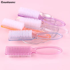 30 Pcs Multifunctional Brushes Clear Long Plastic Handle Grip Cleaning Nail Brush Dust Powder Remover Scrubbing Manicure Tools