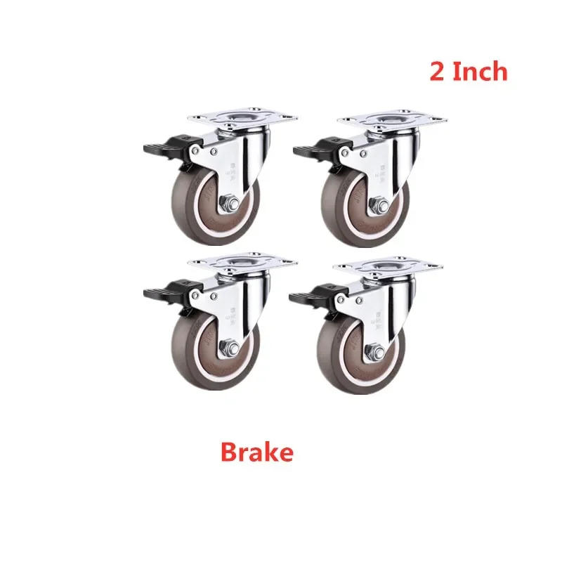 Description Picture 3 of item(4 Packs) 2.5 Inch Brake Caster Rubber Mute Light Furniture Medical Shelf Ventilator Wheel