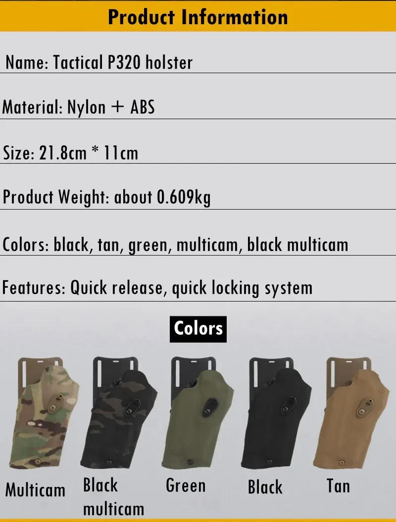 Description Picture 3 of itemP320+X300 Flashlight Holster Tactical Pistol Holsters with QLS Quick Release Shooting Hunting Airsoft Equipment