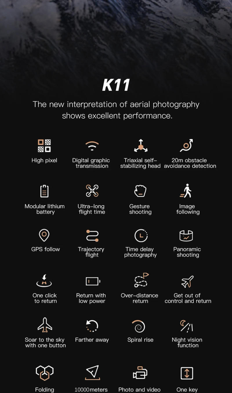 Description Picture 5 of itemK11 Tubro Drone 8K HD Camera Aerial Photograph GPS Return Automatic Laser Obstacle Avoidance Remote Control with Screen Drones