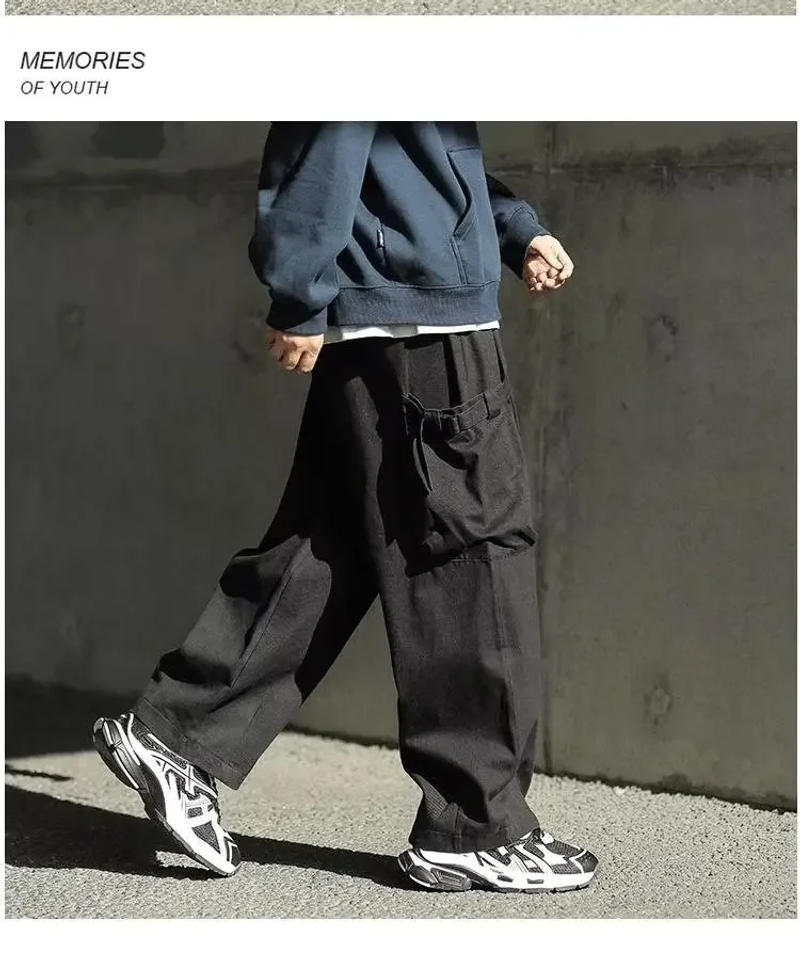 Description Picture 3 of itemBig Pocket Cargo Pants Men Chic Jogger Fashion Streetwear Over Size Wide Leg Pant Vintage Trousers Male Pant Cityboy Uizzang