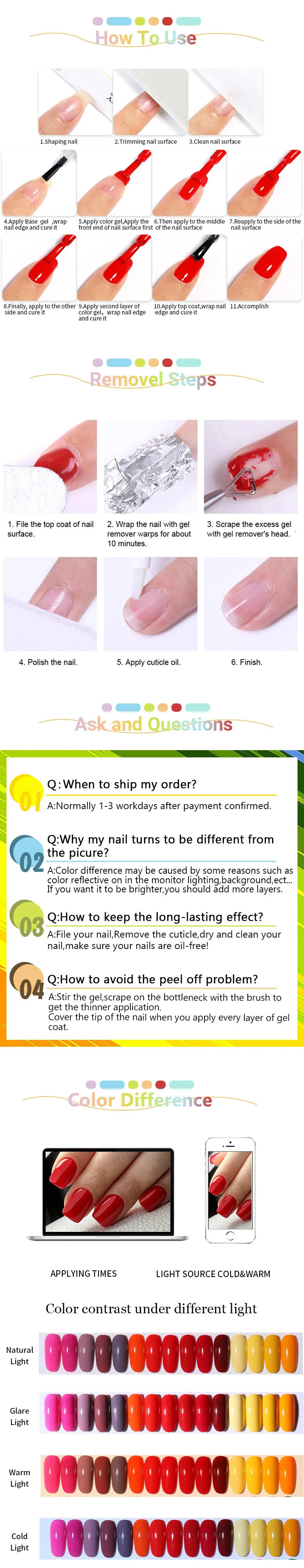 Description Picture 6 of itemLILYCUTE 7ML Colorful Gel Nail Polish 129 Colors Long Lasting For Manicure Semi Permanent Base Top Coat Nail Art UV Gel Varnish