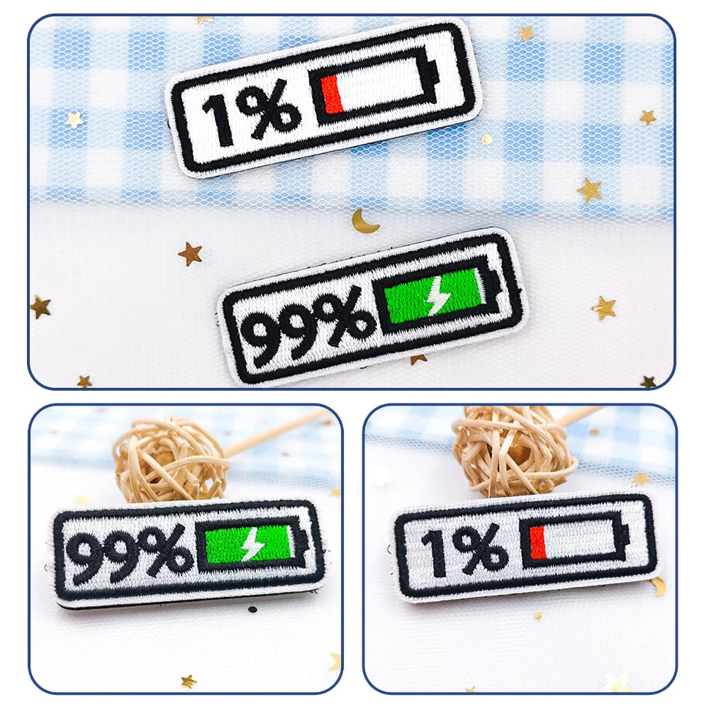 Description Picture 3 of itemHand-embroidered Electricity Pattern Embroidery Hook&Look Buckle Clothing Hat Denim Jacket Sticker DIY Fashion Clothes Patches