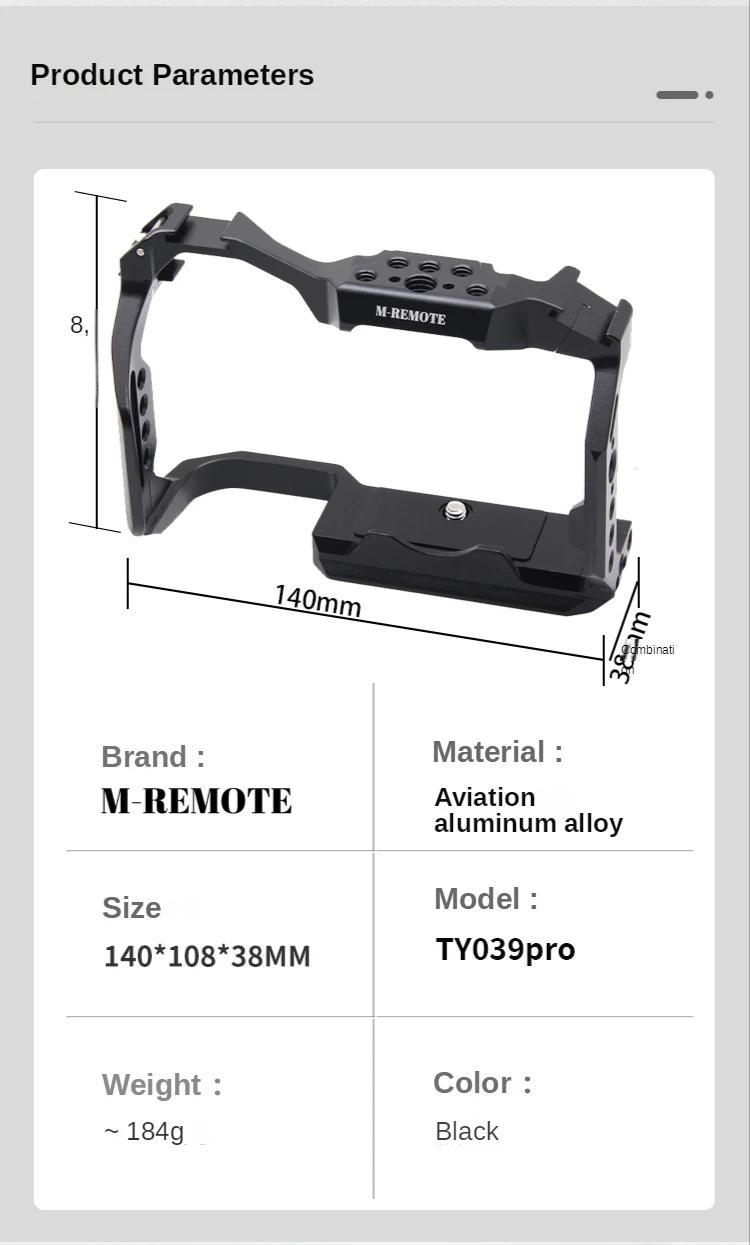 Description Picture 3 of itemM-REMOTE Camera Cage for Canon EOS R7 w Cold Shoe Mount 1/4&3/8 Inch Screw Holes Full Dslr Aluminum Alloy Video Camera Cage Rig