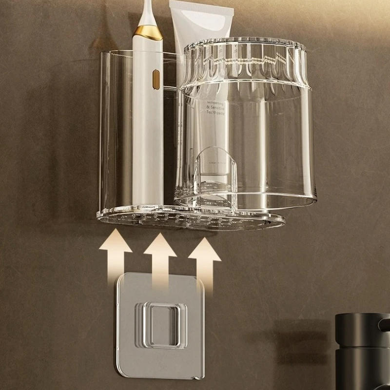 Description Picture 5 of itemWall-Mounted Toothbrush Holder with Mouthwash Cup, Toothbrush Cup Bathroom Organizer Box