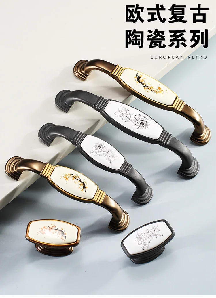 Description Picture 2 of itemCeramic handle, new Chinese style cabinet drawer, single hole handle, modern, simple, high-end wardrobe door handle
