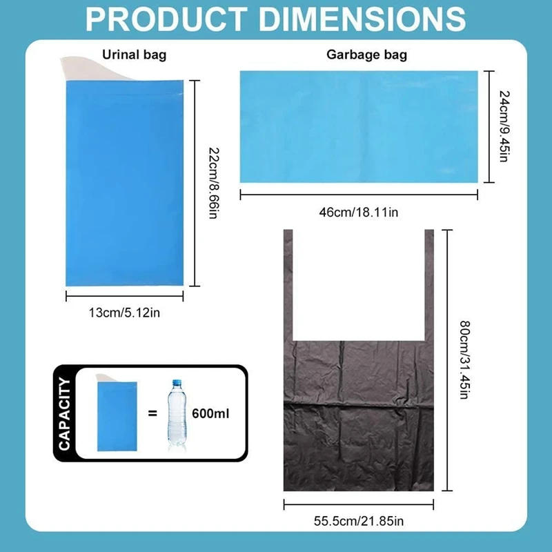 Description Picture 5 of item12Pcs Camping Travel Urinal Toilet Traffic Jam Emergency Portable Car Urinal Bags,Disposable Urine Bags Set Of Pee Bags