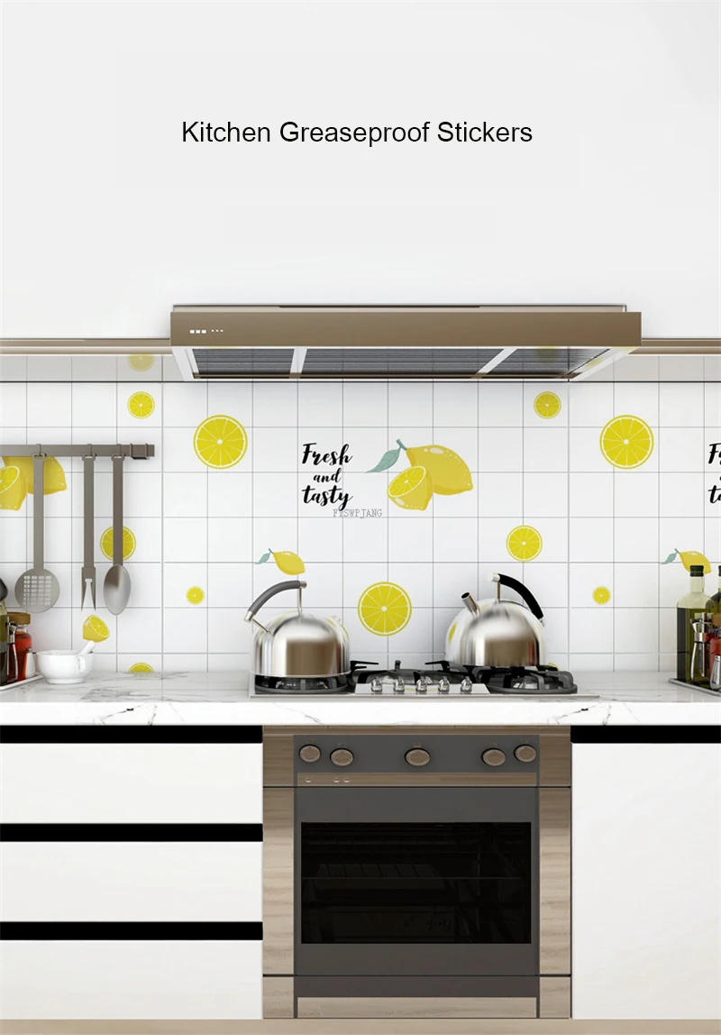 Description Picture 3 of itemThickened PET Wall Stickers Kitchen Self-Adhesive Oil-Proof Stickers Easy To Clean Refurbished Cabinet Wall Stove 3D Wallpaper