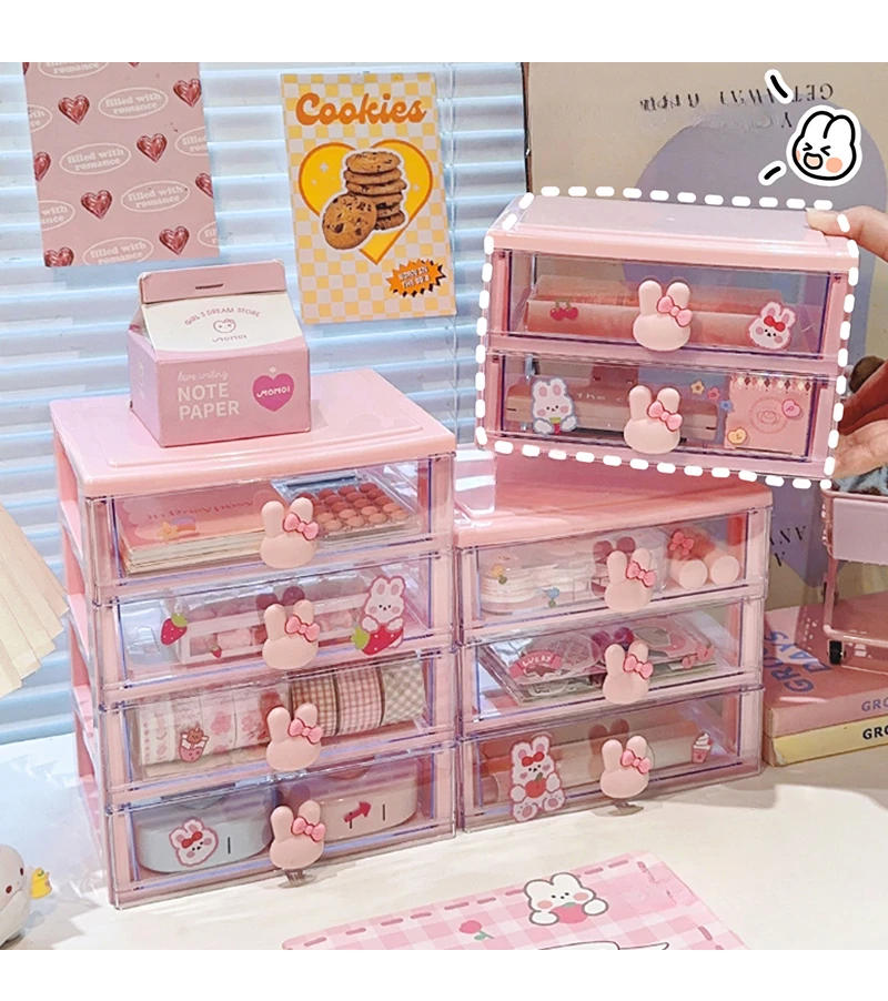 Description Picture 5 of itemDesktop Storage Box Organizer Student Drawer Box Pen Holder Cute Office Childrens Hair Accessories Stationery Rack Organizer Box