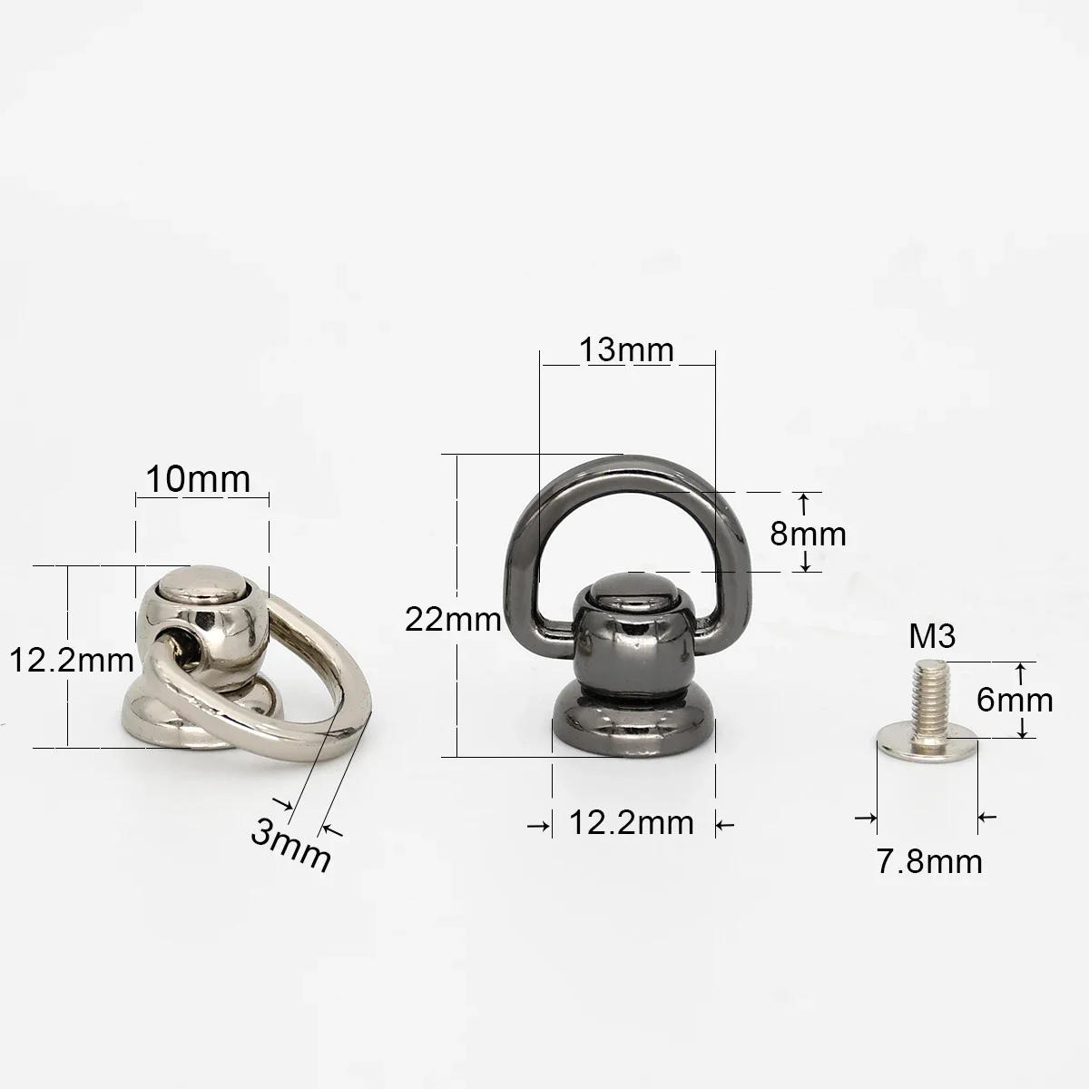 Description Picture 4 of item5pcs Metal Rivets 360 Degrees Rotate Ball Post with D Ring Studs Leathercraft Bag Anchor Parts Phone Case Decor Accessories