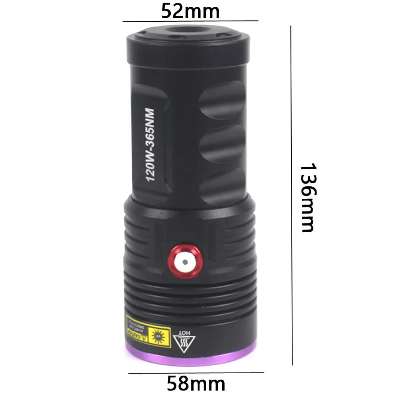 Description Picture 5 of item120W 365nm UV Flashlight 6-Core Purple Ultraviolet Blacklight TYPE-C  Rechargeable Carpet Pet Urine Detector Catch Scorpions
