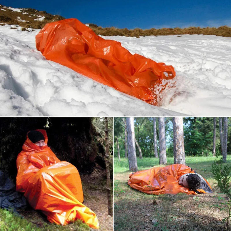 Description Picture 3 of itemOutdoor Emergency Survival Sleeping Bag Thermal Blanket Mylar Waterproof Reusable Sack Portable Camping Hiking Emergency Gear