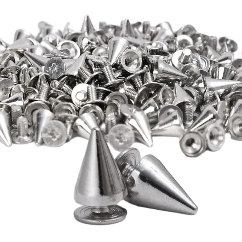 Description Picture 4 of item200/10Pcs Round Cone Rivets Silver Metal Cone Studs and Spikes for DIY Leather Garment Rivet Screwback Nail Clothing Accessories