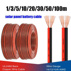 Car Battery Cables 8 10 12 14 AWG Electrical Wires Red Black 2pin Pure Copper Wires for Solar Panel Inverter Auto Speaker Camper