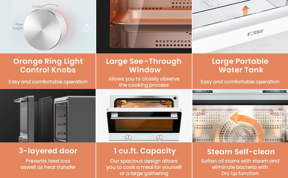 Description Picture 6 of itemChefCubii 4-in-1 Countertop Convection Steam Oven, Air Fryer, Dehydrator with True Convection Bake, Steam-Bake, Broil, 40 Preset