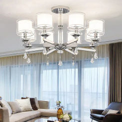 Modern Chrome LED Ceiling Chandelier Lighting Lamp Luxury for Living room bedroom 110v-220v  Chandelier Lamp PVC Shade